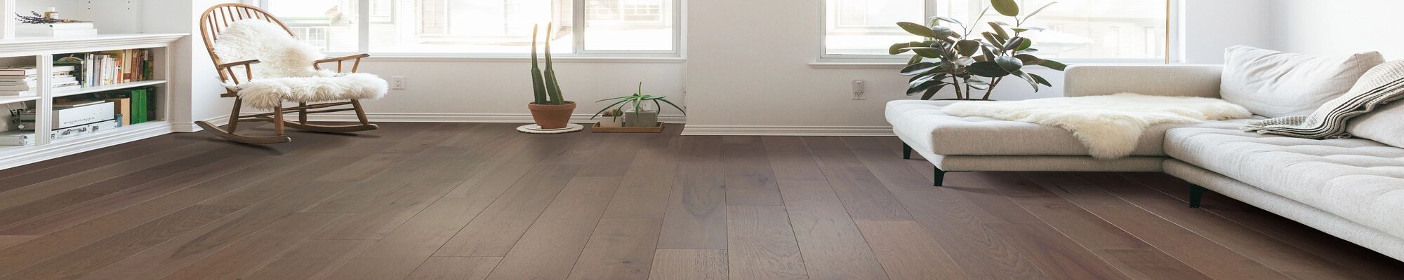 Brown hardwood in living room